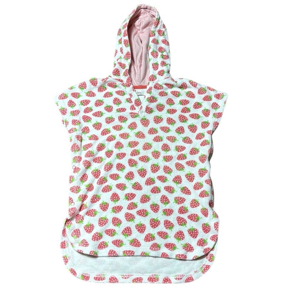 Baby Boden strawberry terry cloth hooded robe 2-3 years